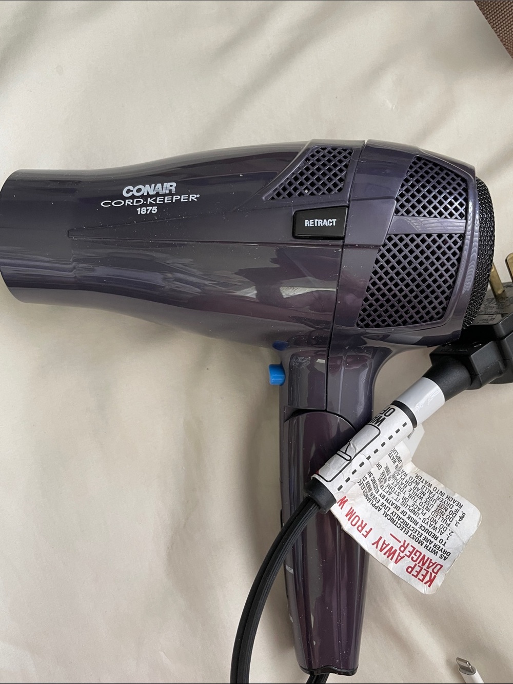 Compact Foldable Hair Dryer in Deep Plum